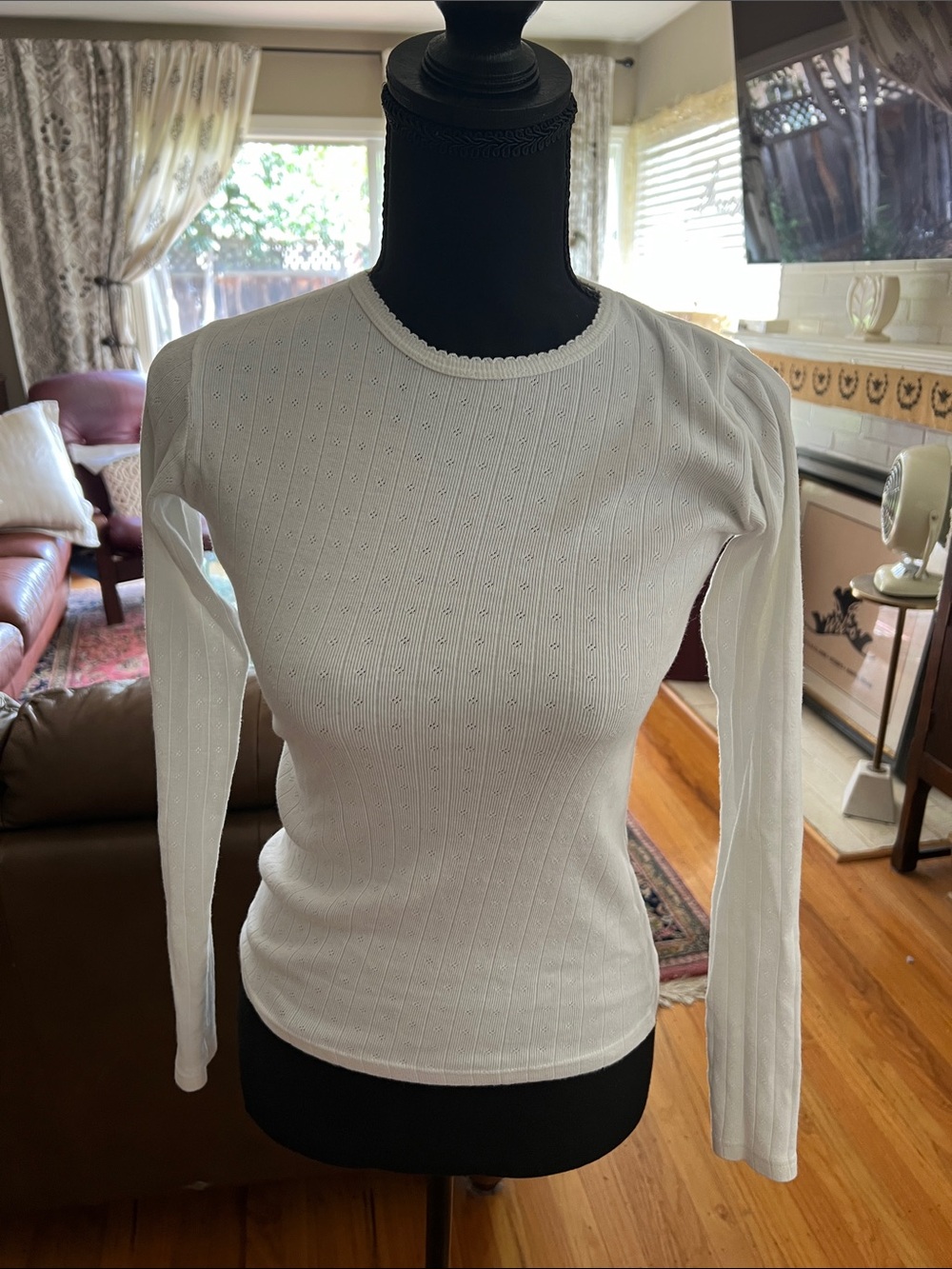 Brandy Melville Pointelle Long Sleeve cotton made in italy